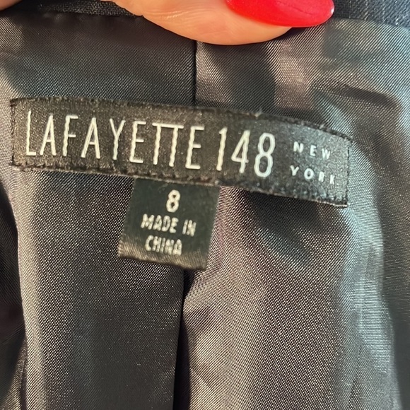 Lafayette 148 Blazer Lightweight Wool Pinstripe Black Size 8 - Picture 8 of 11